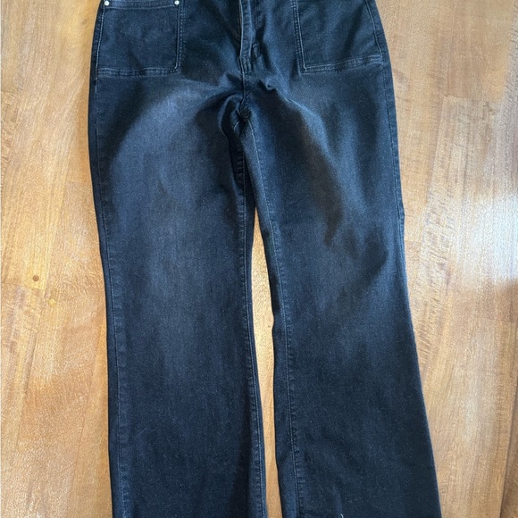 Amazon Black Denim Wide Leg Crop Jeans - Picture 1 of 5